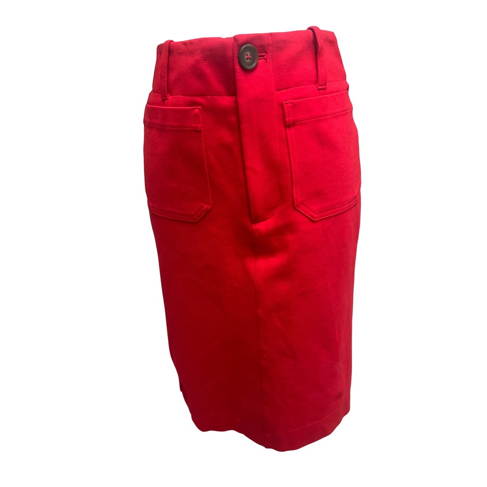 Maeve Anthropologie Skirt Womens Midi Pencil Red Patch Pocket Sz XS Office Chic